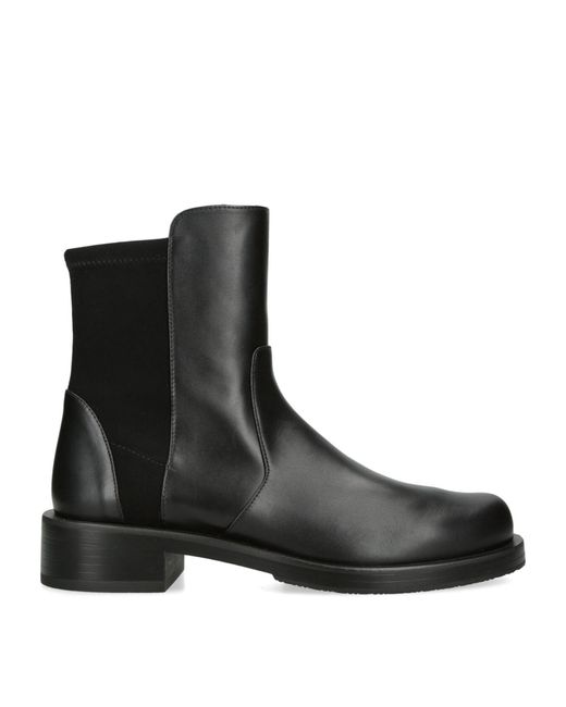 Stuart Weitzman Black Leather 5050 Bold Ankle Boots 40