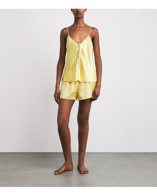 Olivia Von Halle Yellow Silk Etta Liliana Pyjama Set