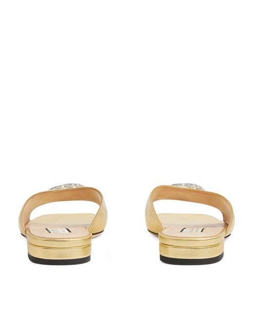Gucci Natural Leather Double G Sandals