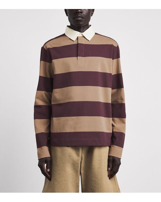 Moncler Brown Cotton Stripe Rugby Shirt for men