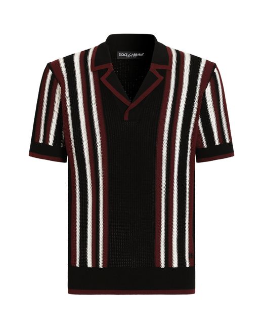 Dolce & Gabbana Black Cotton Camp-Collar Shirt for men