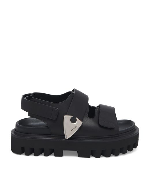 Alexander McQueen Black Leather Parachute Sandals for men