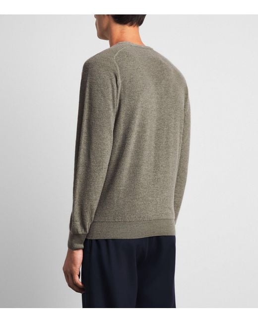 Colombo Gray Cashmere-Aloe Crew-Neck Sweater for men