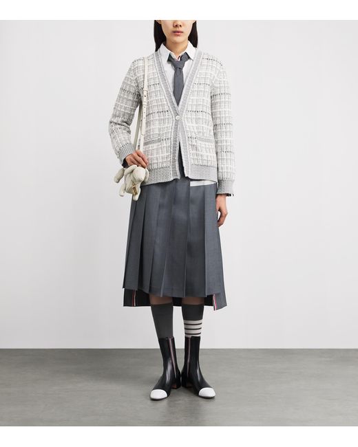 Thom Browne Black Leather Mid-Calf Chelsea Boots 40