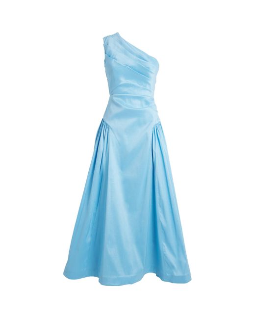 Rachel Gilbert Blue One-Shoulder Banksia Midi Dress
