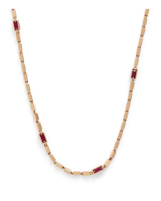 Suzanne Kalan Metallic And Ruby Medium Block Chain Necklace
