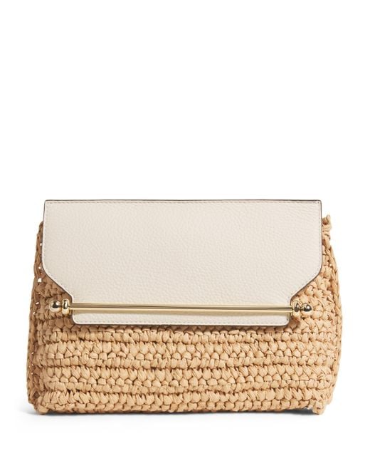 Strathberry Natural Leather-Raffia Stylist Clutch Bag