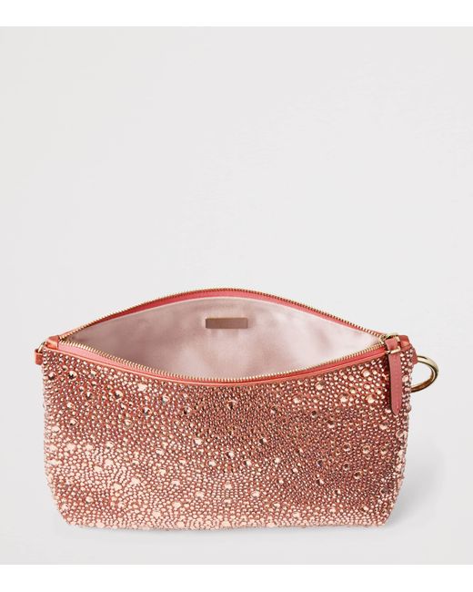 Jimmy Choo Pink Callie Satin Embellished Clutch Bag