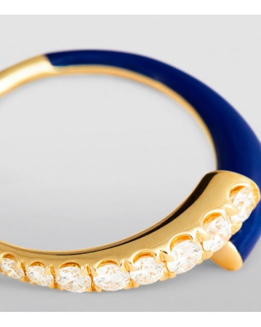 Melissa Kaye Blue Diamond And Enamel Lola Ring