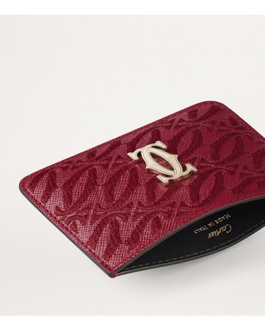 Cartier Leather C De Embroidered Card Holder