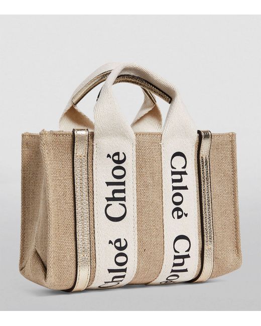 Chloé Metallic Mini Canvas Woody Tote Bag