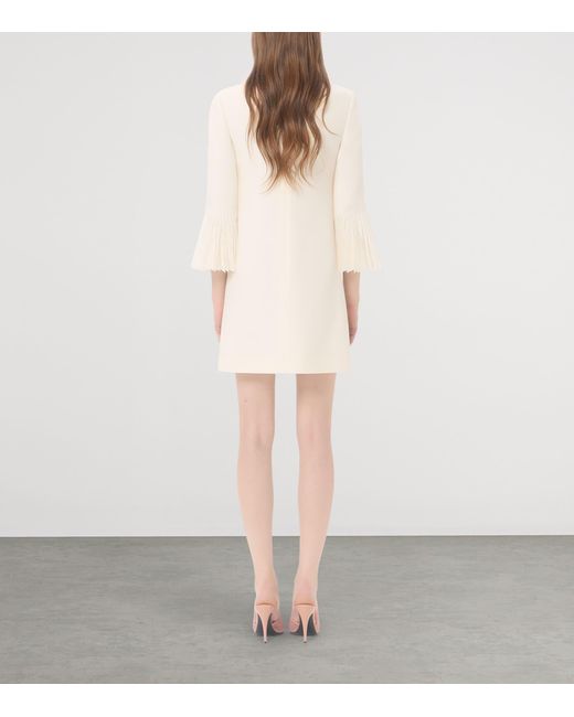 Valentino Natural Silk-Wool Ruffle Mini Dress
