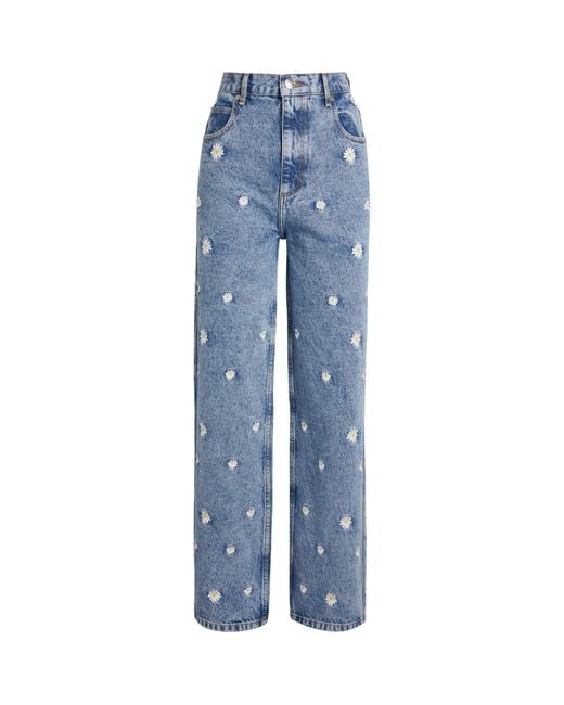 Sandro Blue Embroidered Floral Jeans