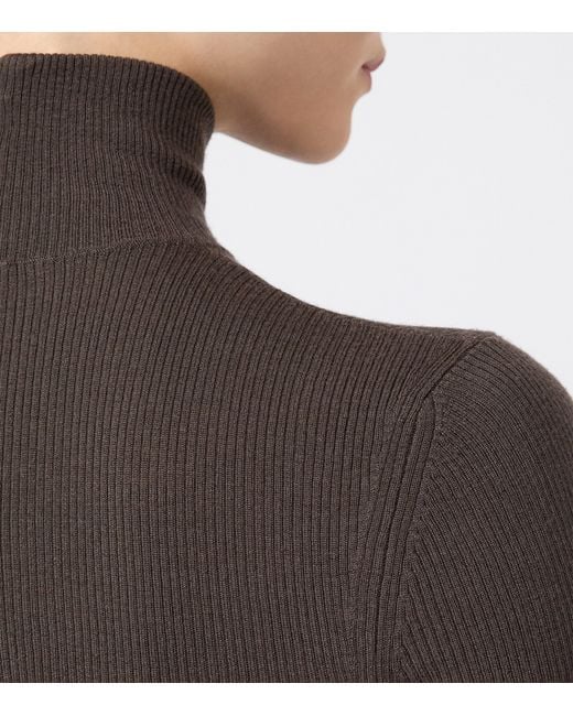 Max Mara Brown Virgin Wool High-Neck Sweater