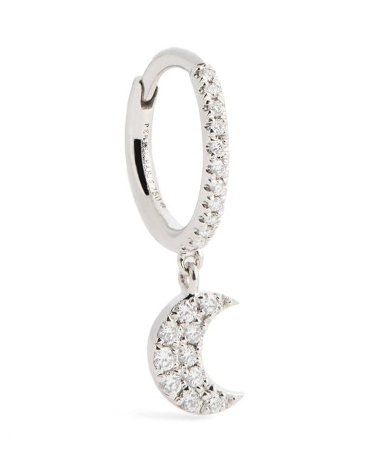 PERSÉE White And Diamond Crescent Moon Single Earring