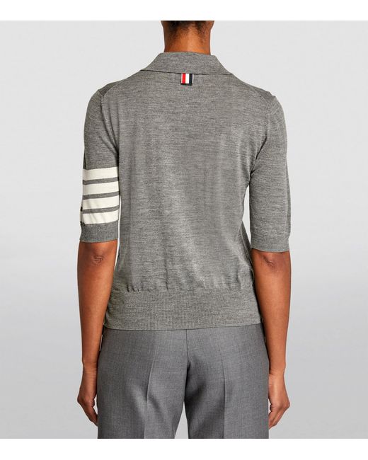 Thom Browne Gray 4-Bar Polo Shirt