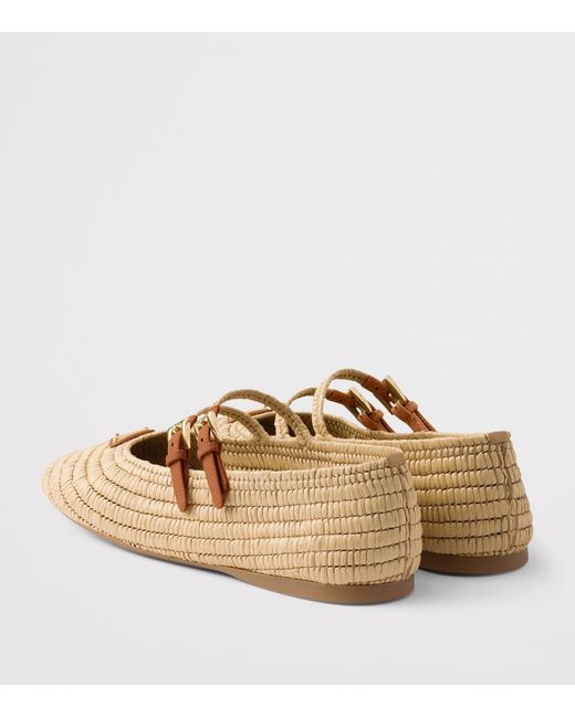 Prada Natural Crochet Triangle Ballet Flats