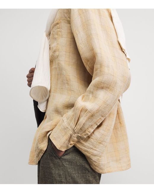 Our Legacy Natural Cotton-Linen-Blend Check Above Shirt for men