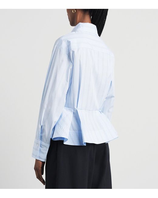 Sandro Blue Cotton Stripe Peplum Shirt