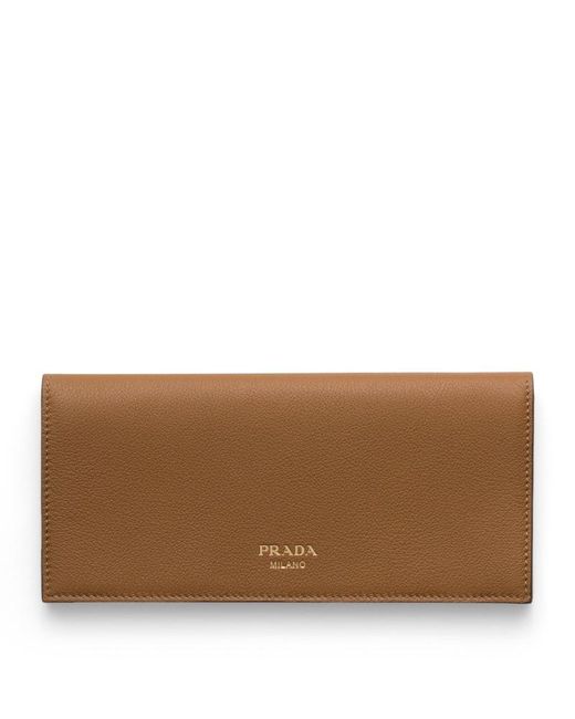 Prada Brown Leather Envelope Wallet