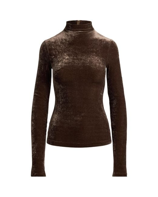 Ralph Lauren Brown Velour Ilene Top