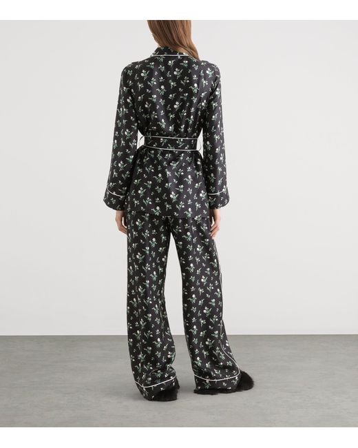 Dolce & Gabbana Black Silk Floral Pyjama Trousers