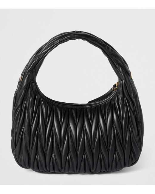 Miu Miu Black Matelassé Leather Wander Top-Handle Bag