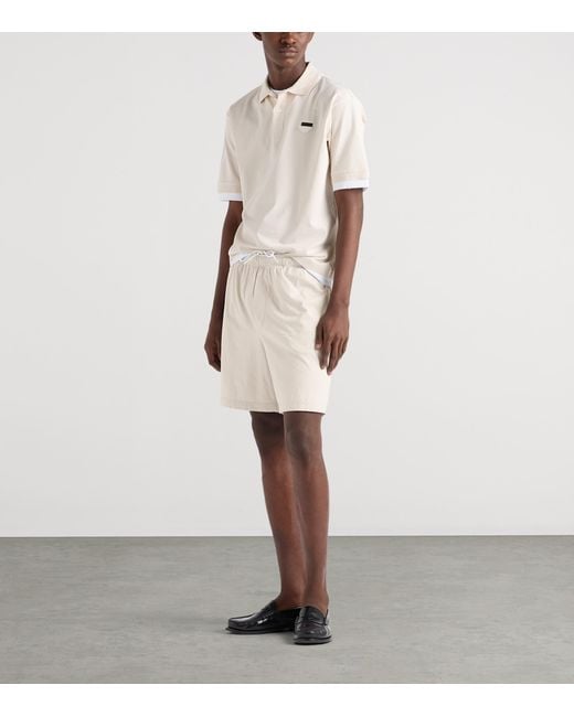 Prada White Cotton Layered Polo Shirt for men