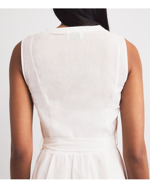 Claudie Pierlot White Cotton-Ramie Belted Midi Dress