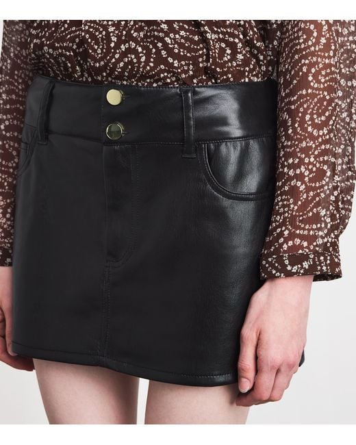 Alice + Olivia Black Faux Leather Laika Mini Skirt