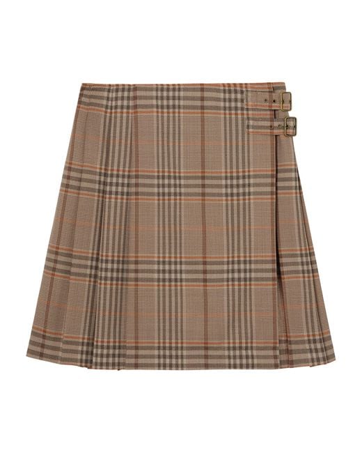 Burberry Brown Wool Check Mini Kilt