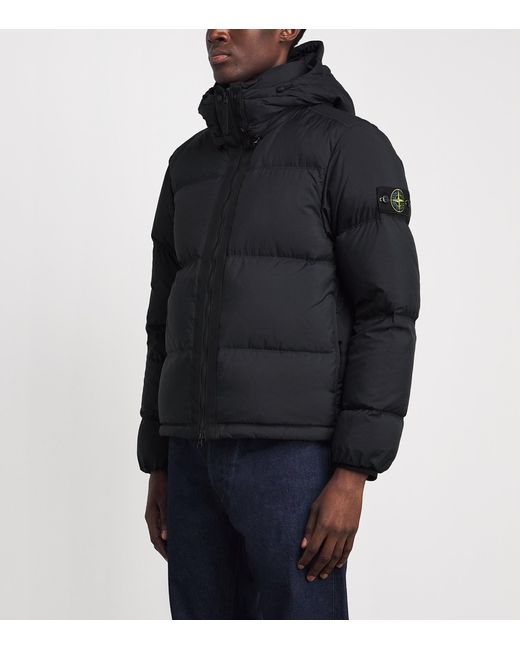 Stone Island Black Ripstop Down-Padded Coat for men