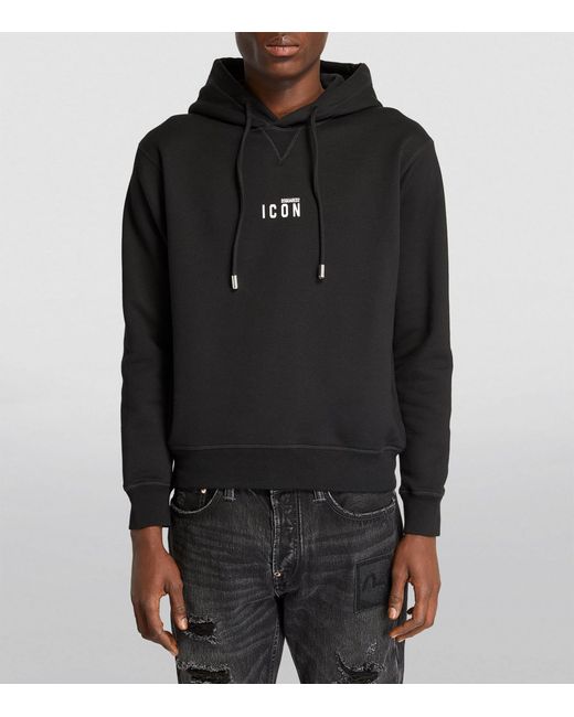 DSquared² Black Cotton Icon Hoodie for men
