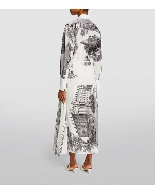 Erdem White Printed Midi Dress
