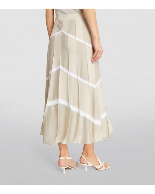 D.exterior Natural Striped Pleated Skirt