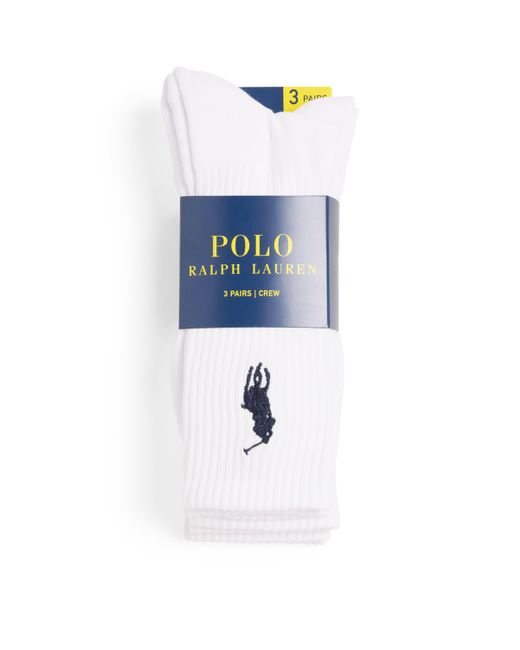 Polo Ralph Lauren White Cotton-Blend Big Pony Crew Socks for men