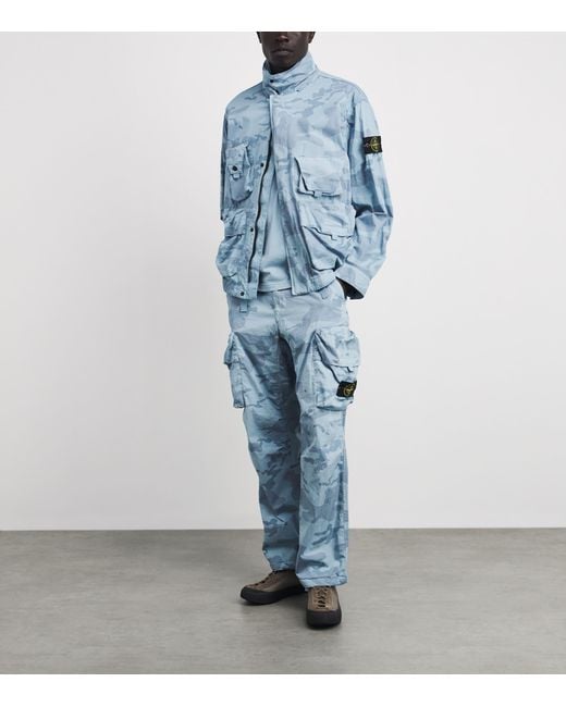Stone Island Blue Ripstop Faded Camo Jacket for men