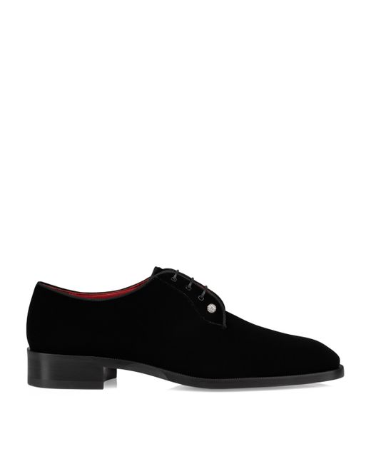Christian Louboutin Black Chambeliss Night Strass Velvet Derby Shoes for men