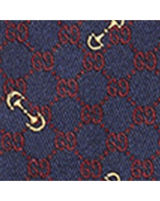 Gucci Blue Silk Gg Supreme Horsebit Tie