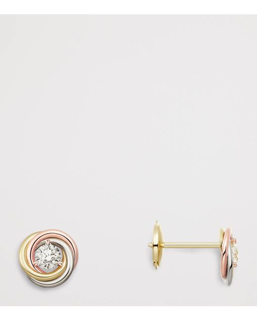 Cartier White Mixed And Diamond Trinity Stud Earrings
