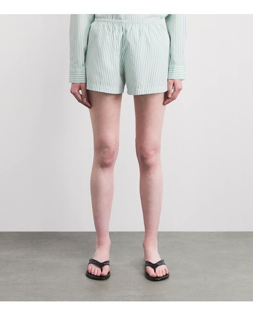 Leset Blue Cotton-Blend Stripe Yoshi Shorts