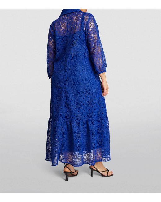 Marina Rinaldi Blue Macramé Shirt Dress