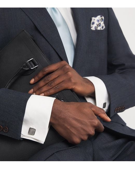 Babette Wasserman Gray Mother-Of-Pearl Herringbone Cufflinks for men