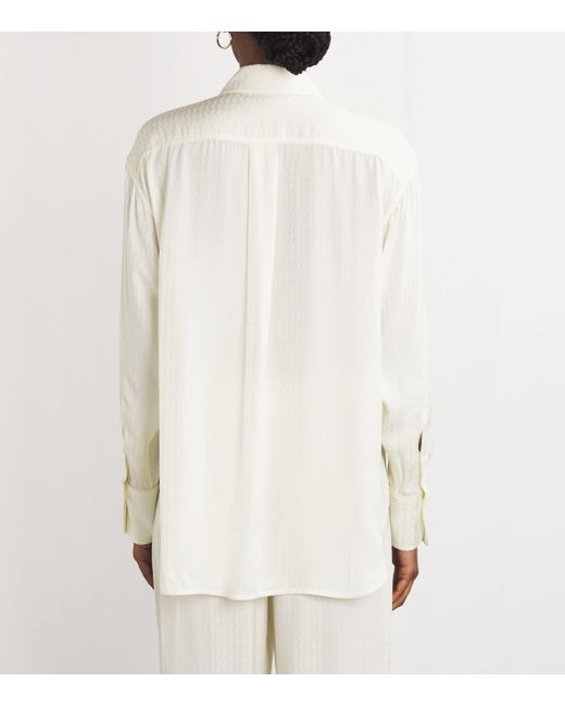 Victoria Beckham White Satin Monogram Shirt