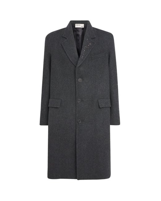 DOMREBEL Gray Wool Exposed Stitching Overcoat for men