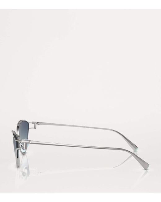 Tiffany & Co Blue Metal Cat Eye Sunglasses