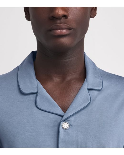 Derek Rose Blue Micro Modal Basel Pyjama Set for men