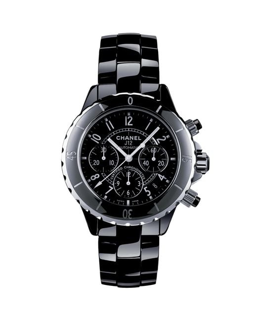 Chanel Black Ceramic And Steel J12 Chronograph Watch for men