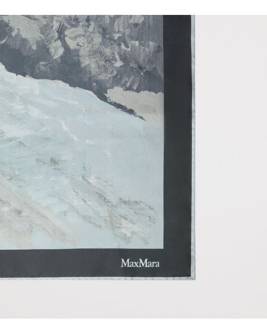 Max Mara Blue Silk Printed Square Scarf