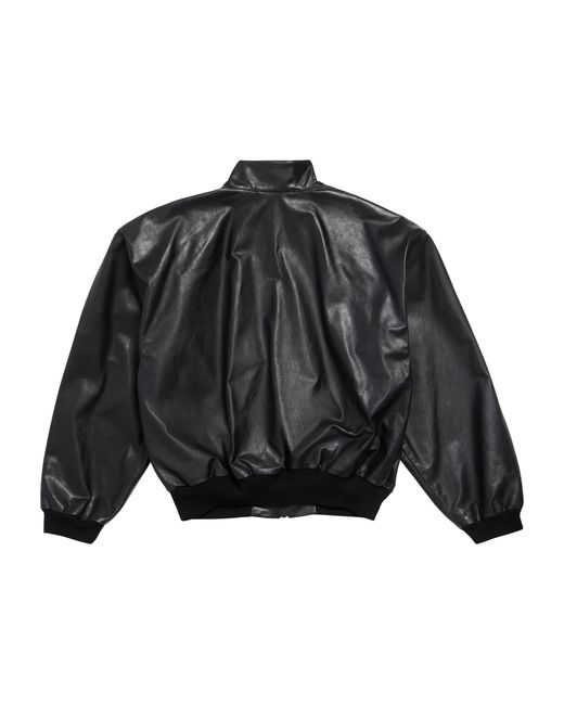 Balenciaga Black Leather Harrington Jacket for men